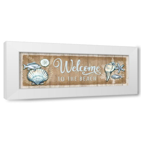 Welcome Seashells White Modern Wood Framed Art Print by Wright, Sydney