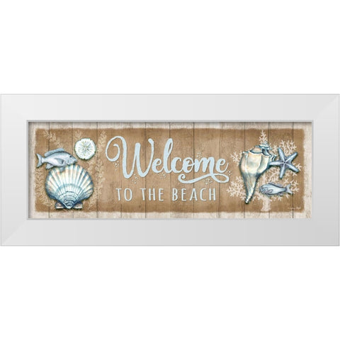 Welcome Seashells White Modern Wood Framed Art Print by Wright, Sydney