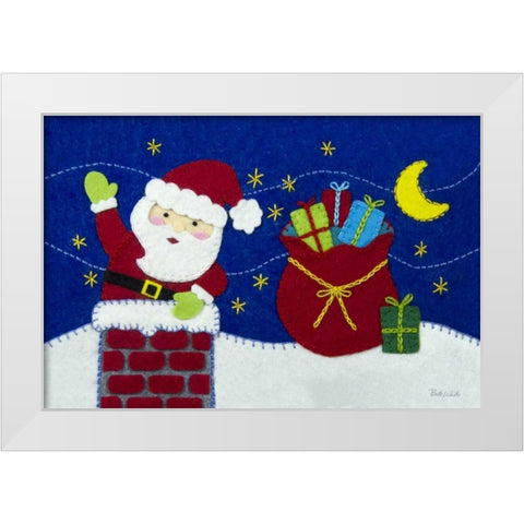 Holiday Santa White Modern Wood Framed Art Print by White, Betz