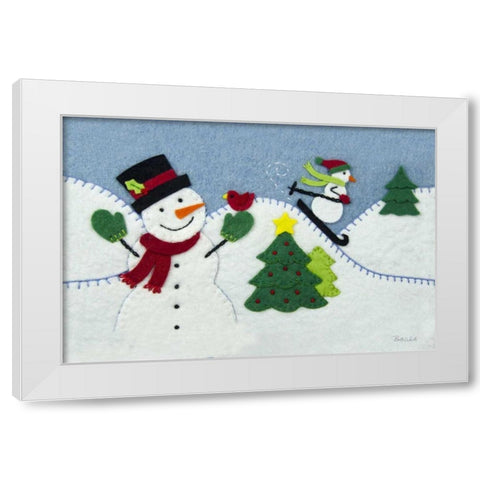 Holiday Snowman White Modern Wood Framed Art Print by White, Betz
