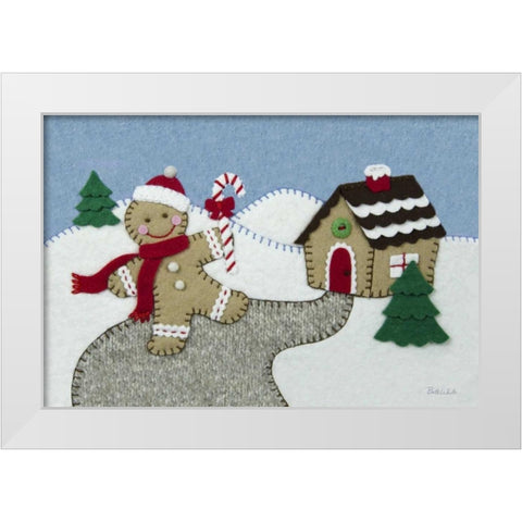 Holiday Gingerbread Man White Modern Wood Framed Art Print by White, Betz