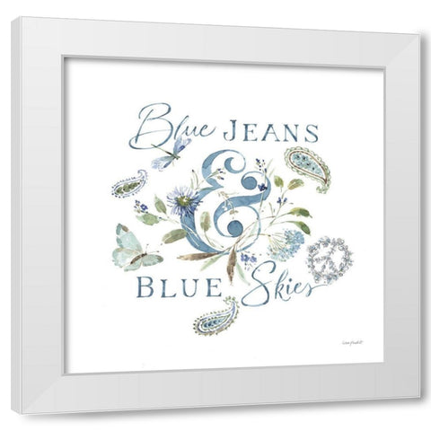 Blue Jeans And Blue Skies 01 White Modern Wood Framed Art Print by Audit, Lisa