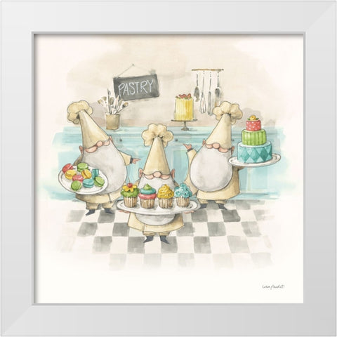 Everyday Gnomes VI-Pastry White Modern Wood Framed Art Print by Audit, Lisa