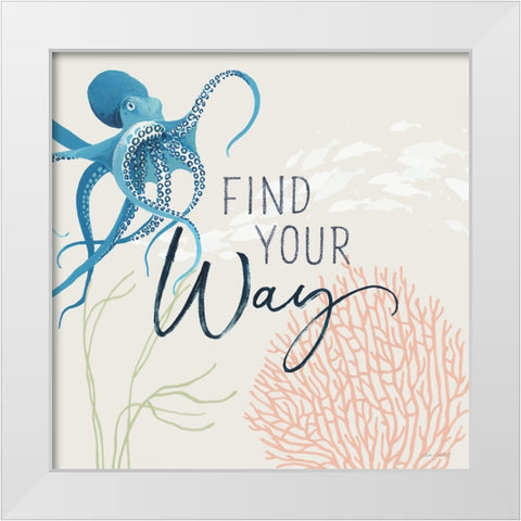 Free As the Ocean VI on Sand White Modern Wood Framed Art Print by Audit, Lisa