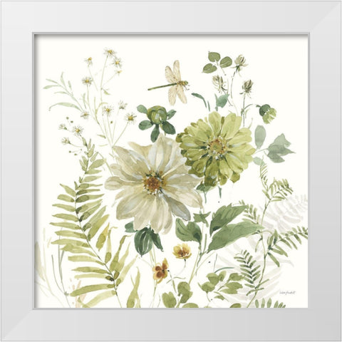 Green Fields III White Modern Wood Framed Art Print by Audit, Lisa