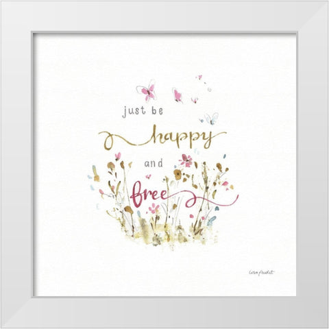 Butterflies And Wildflowers White Modern Wood Framed Art Print by Audit, Lisa