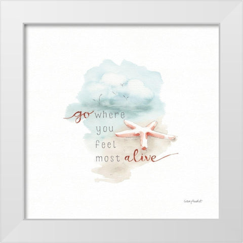 Starfish on the Sand White Modern Wood Framed Art Print by Audit, Lisa