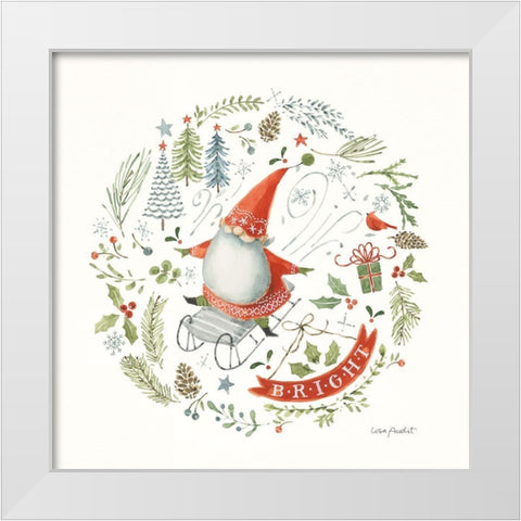 Jolly Gnomes III White Modern Wood Framed Art Print by Audit, Lisa
