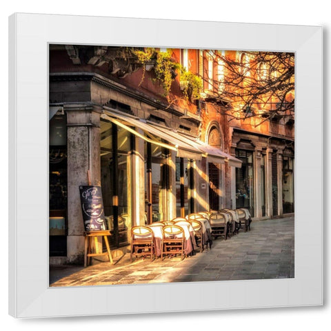 Sidewalk CafÃ© White Modern Wood Framed Art Print by Head, Danny