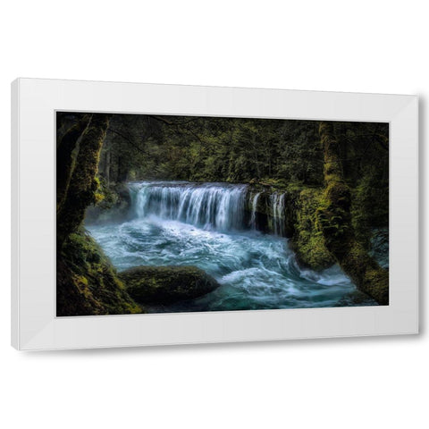 Spirit Falls Panorama White Modern Wood Framed Art Print by Head, Danny