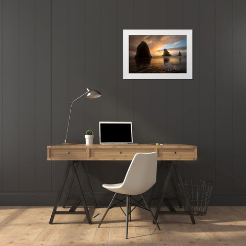 Firey Sunset I White Modern Wood Framed Art Print by Head, Danny