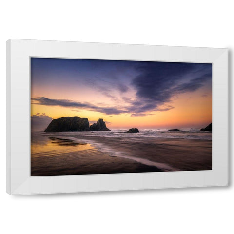 Firey Sunset I White Modern Wood Framed Art Print by Head, Danny
