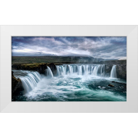 Godafoss White Modern Wood Framed Art Print by Head, Danny