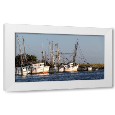Waiting to Fish White Modern Wood Framed Art Print by Head, Danny
