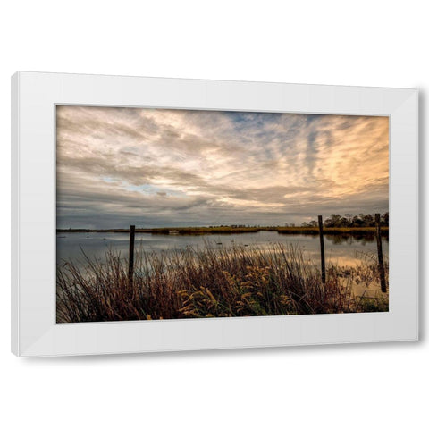 Lagoon Sunset White Modern Wood Framed Art Print by Head, Danny