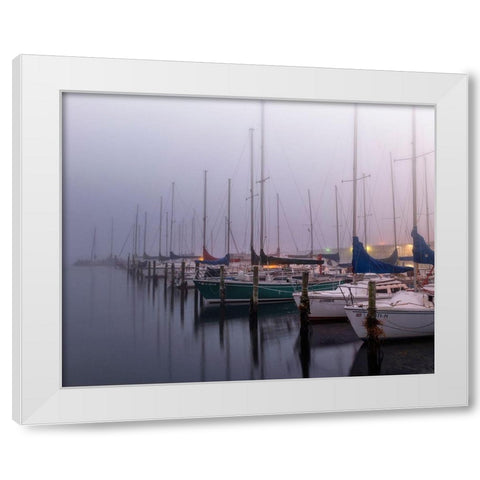 Sleepy Marina White Modern Wood Framed Art Print by Head, Danny
