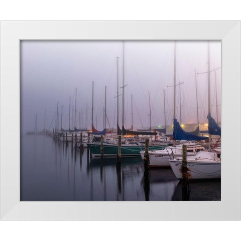 Sleepy Marina White Modern Wood Framed Art Print by Head, Danny