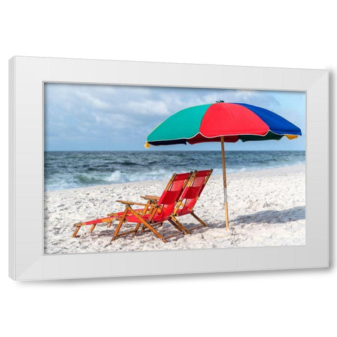 Seating for Two White Modern Wood Framed Art Print by Head, Danny