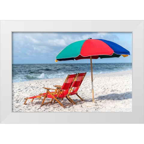 Seating for Two White Modern Wood Framed Art Print by Head, Danny