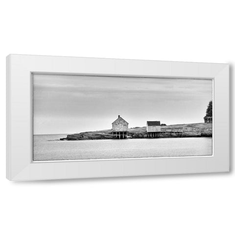 Fishing Shack BandW White Modern Wood Framed Art Print by Head, Danny