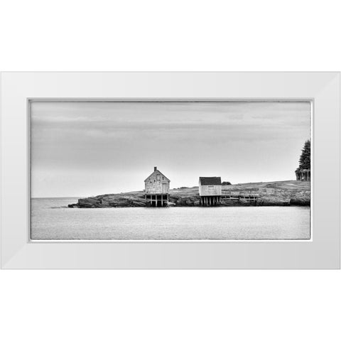 Fishing Shack BandW White Modern Wood Framed Art Print by Head, Danny
