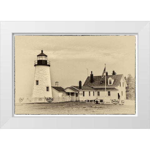 Lighthouse Postcard II White Modern Wood Framed Art Print by Head, Danny