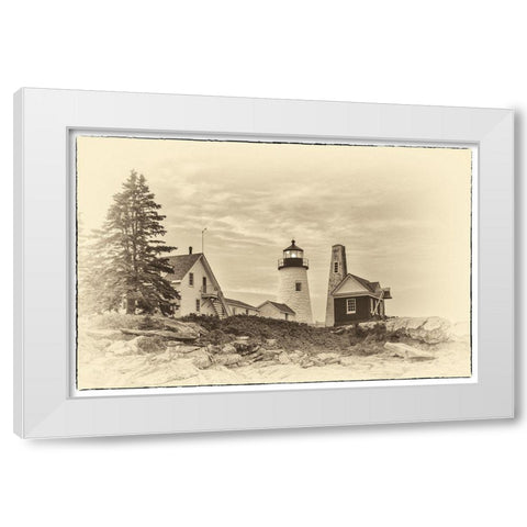 Lighthouse Postcard III White Modern Wood Framed Art Print by Head, Danny