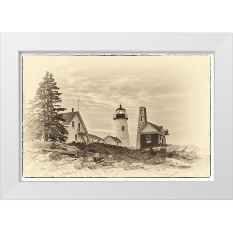 Lighthouse Postcard III White Modern Wood Framed Art Print by Head, Danny