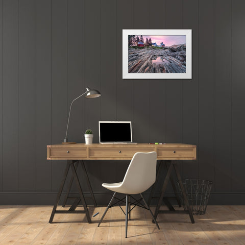Reflecting Pemaquid White Modern Wood Framed Art Print by Head, Danny