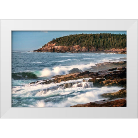 Sunrise at Otter Cliffs White Modern Wood Framed Art Print by Head, Danny