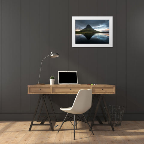 Reflecting Kirkjufell White Modern Wood Framed Art Print by Head, Danny
