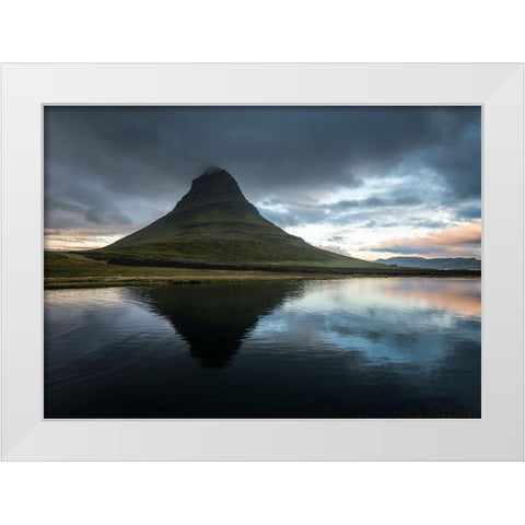 Reflecting Kirkjufell White Modern Wood Framed Art Print by Head, Danny