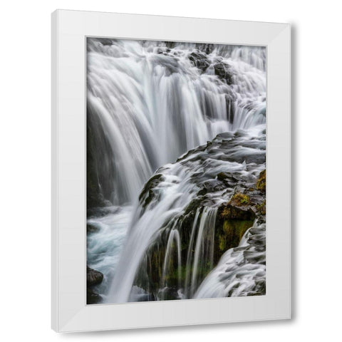 Waterfall Detail White Modern Wood Framed Art Print by Head, Danny