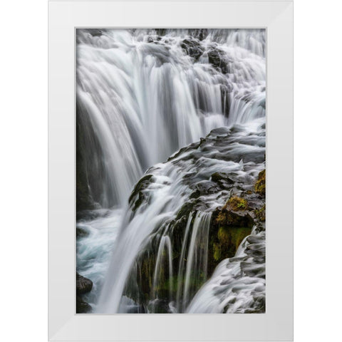 Waterfall Detail White Modern Wood Framed Art Print by Head, Danny