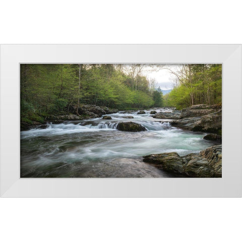 Aqua White Modern Wood Framed Art Print by Head, Danny