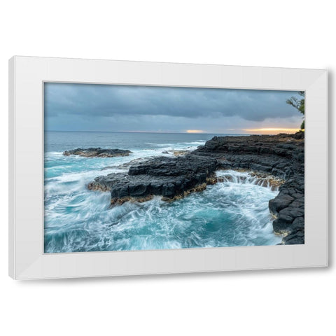 Queens Bath East White Modern Wood Framed Art Print by Head, Danny