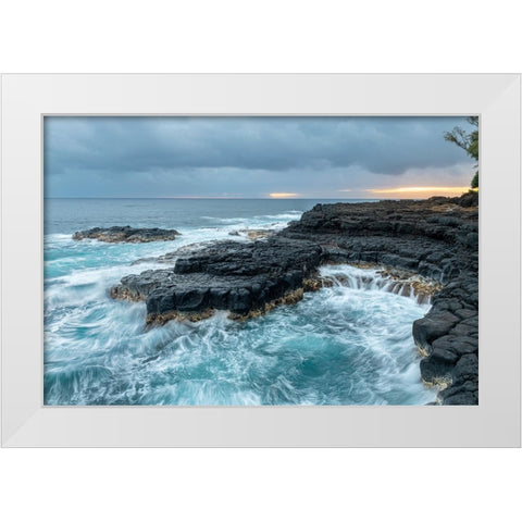 Queens Bath East White Modern Wood Framed Art Print by Head, Danny