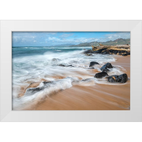 Rushing Back White Modern Wood Framed Art Print by Head, Danny