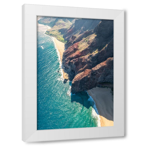 Aqua Shore I White Modern Wood Framed Art Print by Head, Danny