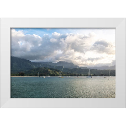 Anchored at Hanalei White Modern Wood Framed Art Print by Head, Danny