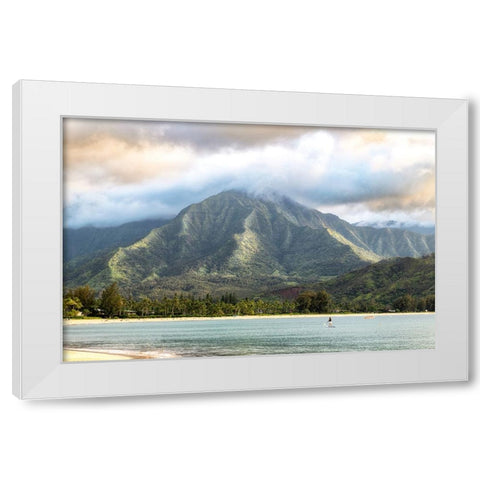 Paddleboarder White Modern Wood Framed Art Print by Head, Danny