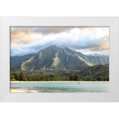Paddleboarder White Modern Wood Framed Art Print by Head, Danny
