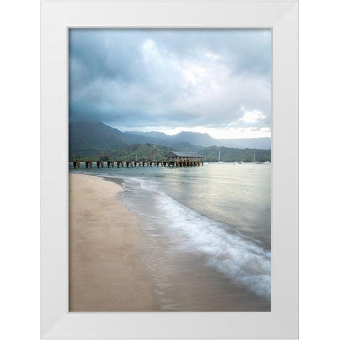 Hanalei Pier I White Modern Wood Framed Art Print by Head, Danny
