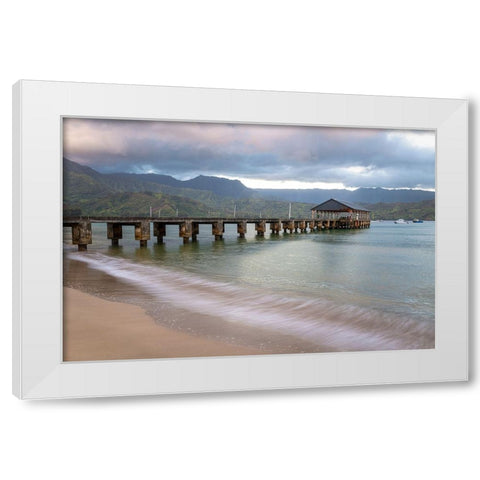 Hanalei Pier II White Modern Wood Framed Art Print by Head, Danny