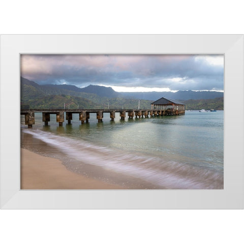 Hanalei Pier II White Modern Wood Framed Art Print by Head, Danny