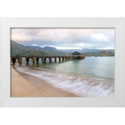 Hanalei Pier II White Modern Wood Framed Art Print by Head, Danny