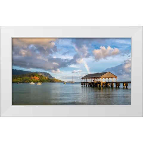 Hanalei Rainbow I White Modern Wood Framed Art Print by Head, Danny