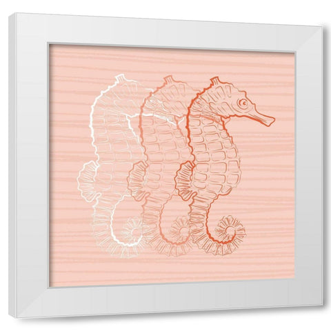 Wild Sea Horses Pink White Modern Wood Framed Art Print by Aesthete