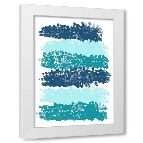 Blue Stripes White Modern Wood Framed Art Print by Aesthete