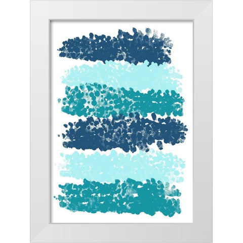 Blue Stripes White Modern Wood Framed Art Print by Aesthete